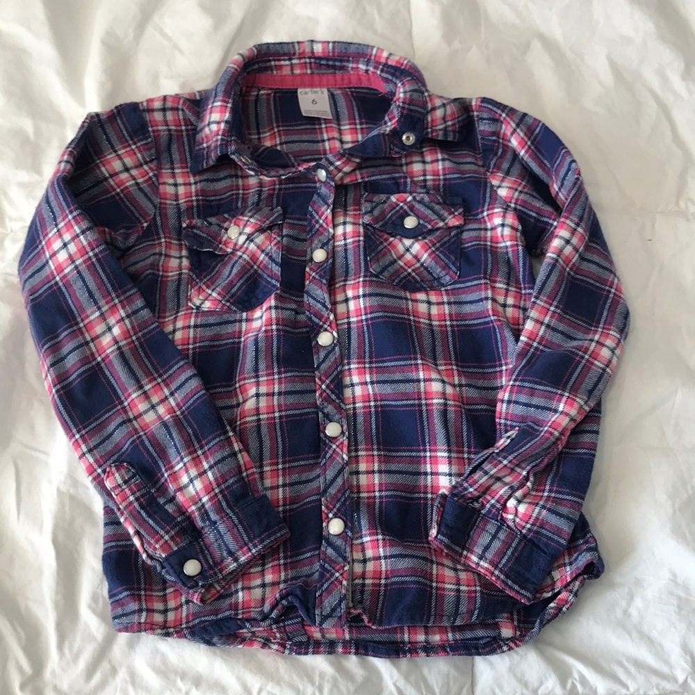 Outfit! Adorable plaid flannel button up & coat!